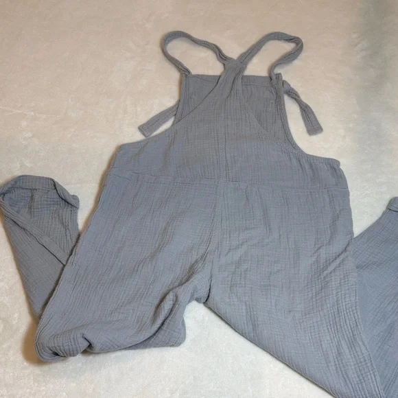 Aerie Cotton Overalls in Soft Gray. M. - Picture 5 of 7